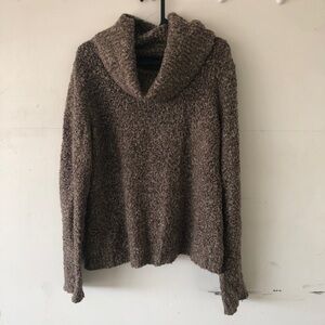 Vintage New York & Company Fuzzy Cowl Neck Turtleneck Sweater Top Large Brown
